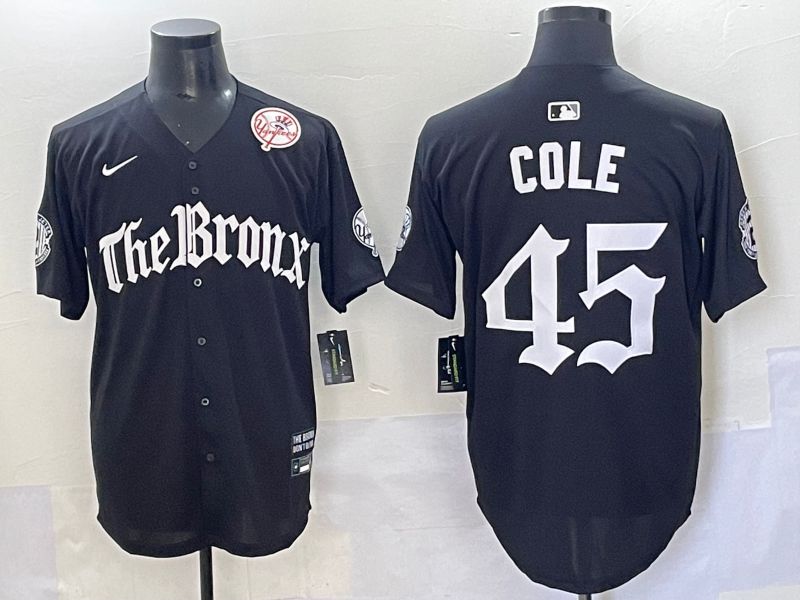 Men 2025 New York Yankees #45 Cole Black Five generations Joint Name Nike MLB Jersey style 6